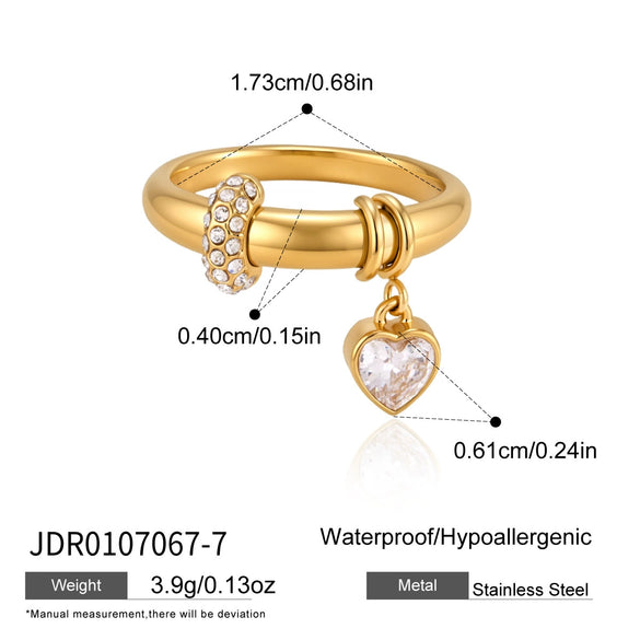 Women's Geometric Stainless Steel Ring With Pvd Vacuum Gold Plating And Hypoallergenic Finish