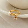 Women's Geometric Stainless Steel Ring With Pvd Vacuum Gold Plating And Hypoallergenic Finish