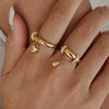 Women's Geometric Stainless Steel Ring With Pvd Vacuum Gold Plating And Hypoallergenic Finish