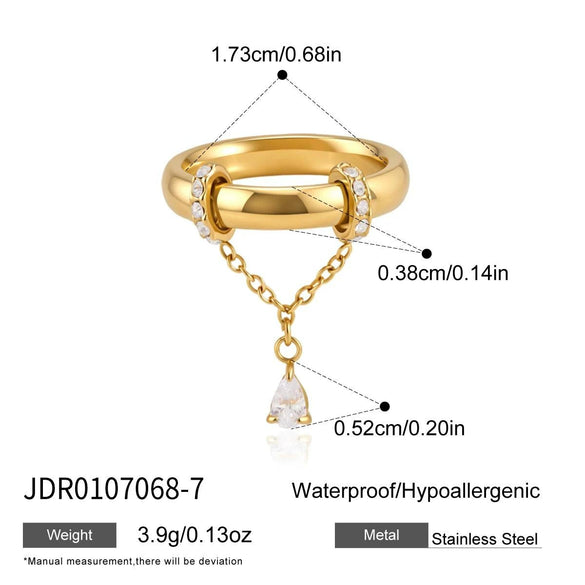 Women's Geometric Stainless Steel Ring With Pvd Vacuum Gold Plating And Hypoallergenic Finish