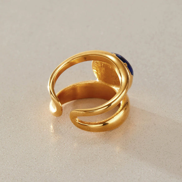 Women's Geometric Stainless Steel Ring With Pvd Vacuum Gold Plating Hypoallergenic Fashion Jewelry Accessory