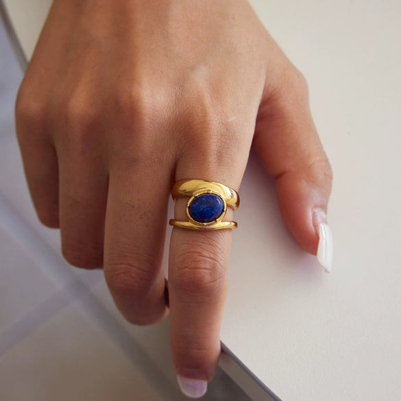 Women's Geometric Stainless Steel Ring With Pvd Vacuum Gold Plating Hypoallergenic Fashion Jewelry Accessory