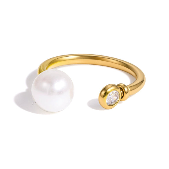 Women's Geometric Stainless Steel Ring With Pvd Vacuum Gold Plating Hypoallergenic Fashion Jewelry