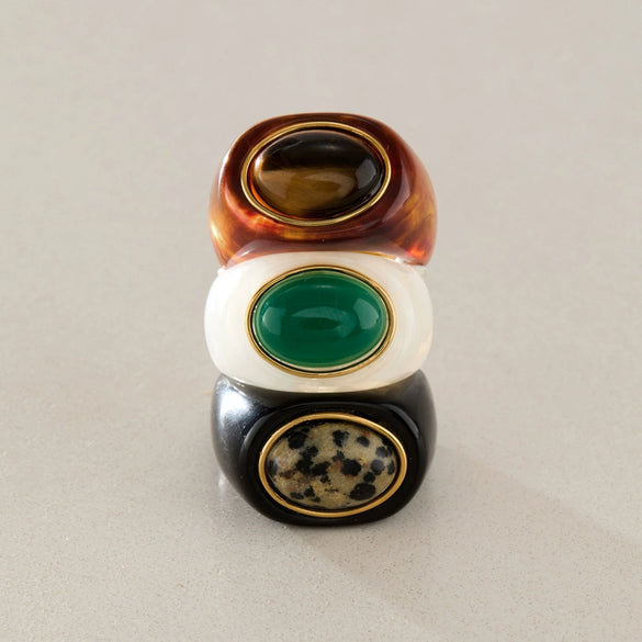Women's Geometric Stainless Steel Ring With Pvd Vacuum Gold Plating Hypoallergenic Fashion Jewelry