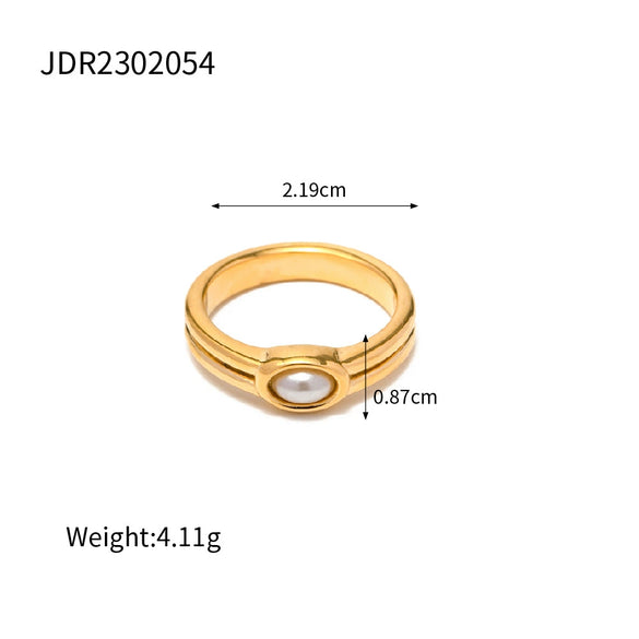 Women's Geometric Stainless Steel Ring With Pvd Vacuum Gold Plating Hypoallergenic Fashion Jewelry