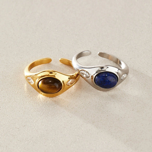 Women's Geometric Stainless Steel Ring With Pvd Vacuum Gold Plating Hypoallergenic Fashion Jewelry