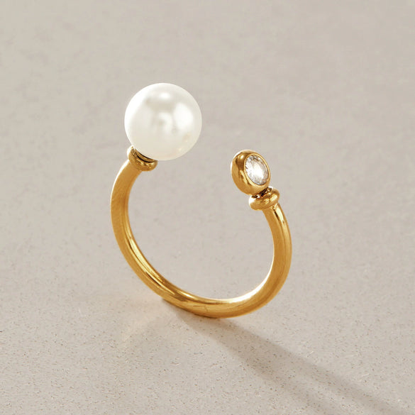 Women's Geometric Stainless Steel Ring With Pvd Vacuum Gold Plating Hypoallergenic Fashion Jewelry