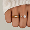 Women's Geometric Stainless Steel Ring With Pvd Vacuum Gold Plating Hypoallergenic Fashion Jewelry