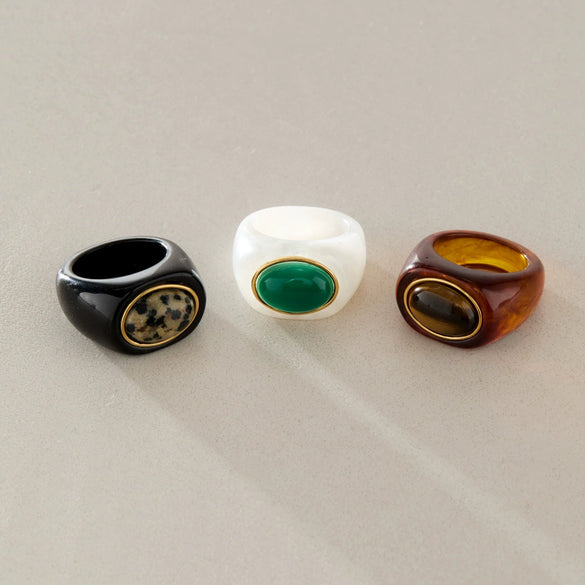 Women's Geometric Stainless Steel Ring With Pvd Vacuum Gold Plating Hypoallergenic Fashion Jewelry
