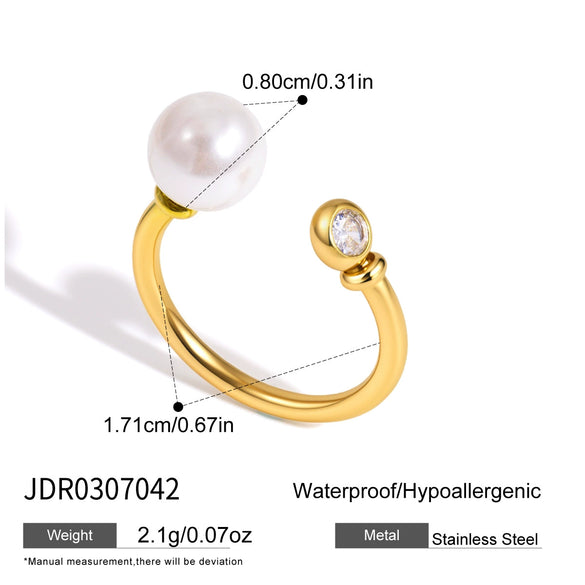 Women's Geometric Stainless Steel Ring With Pvd Vacuum Gold Plating Hypoallergenic Fashion Jewelry