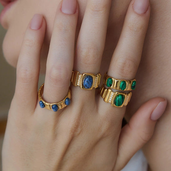 Women's Geometric Stainless Steel Ring With Pvd Vacuum Gold Plating Hypoallergenic Jewelry