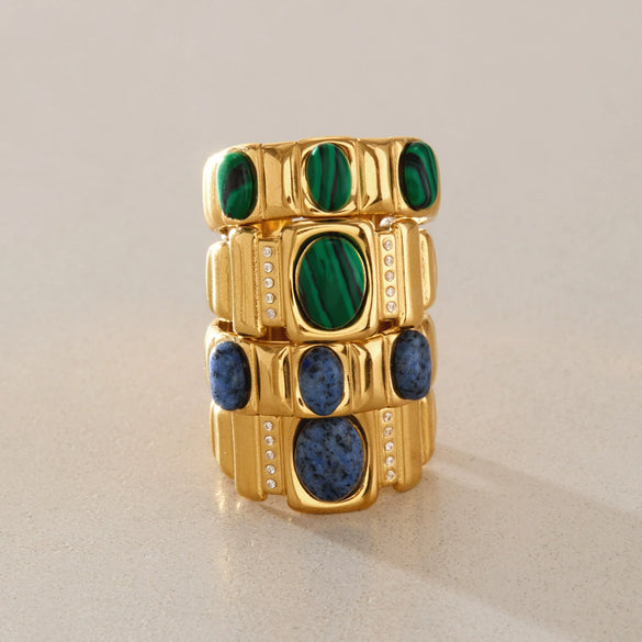Women's Geometric Stainless Steel Ring With Pvd Vacuum Gold Plating Hypoallergenic Jewelry