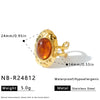 Women's Geometric Stainless Steel Ring With Resin Inlay And Electroplated Finish Trendy Fashion Jewelry