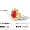 Women's Geometric Stainless Steel Ring With Resin Inlay And Electroplated Finish Trendy Fashion Jewelry