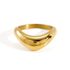 Women's Geometric Stainless Steel Ring With Vacuum Gold Plating Stackable Hypoallergenic Fashion Jewelry