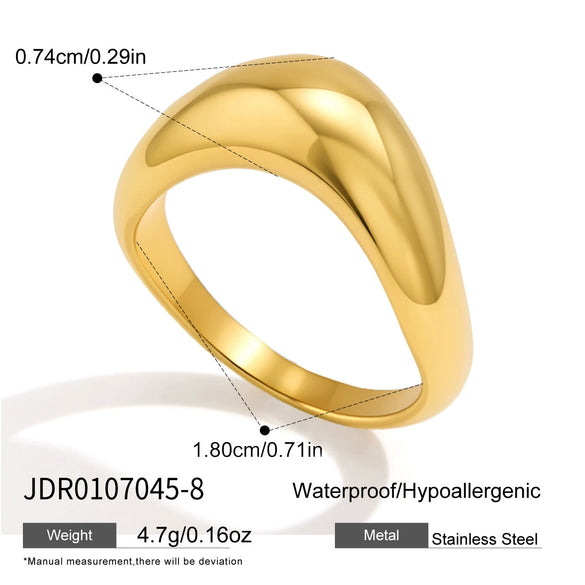 Women's Geometric Stainless Steel Ring With Vacuum Gold Plating Stackable Hypoallergenic Fashion Jewelry
