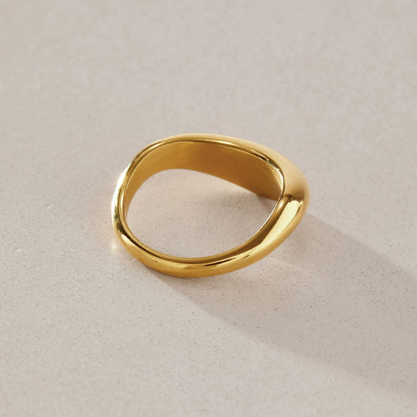 Women's Geometric Stainless Steel Ring With Vacuum Gold Plating Stackable Hypoallergenic Fashion Jewelry