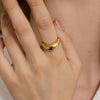 Women's Geometric Stainless Steel Ring With Vacuum Gold Plating Stackable Hypoallergenic Fashion Jewelry