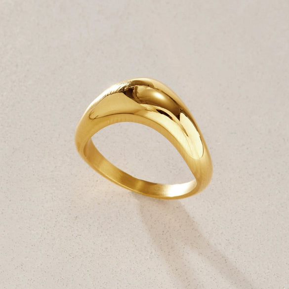 Women's Geometric Stainless Steel Ring With Vacuum Gold Plating Stackable Hypoallergenic Fashion Jewelry