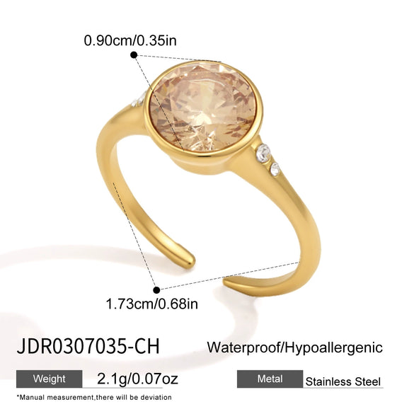Women's Geometric Stainless Steel Ring With Vacuum Pvd Gold Plating Hypoallergenic And Colorfast Jewelry