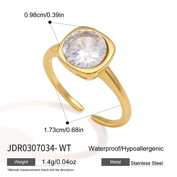 Women's Geometric Stainless Steel Ring With Vacuum Pvd Gold Plating Hypoallergenic And Colorfast Jewelry