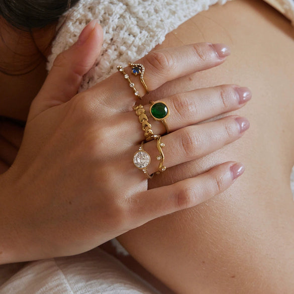 Women's Geometric Stainless Steel Ring With Vacuum Pvd Gold Plating Hypoallergenic And Colorfast Jewelry