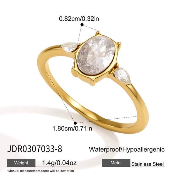 Women's Geometric Stainless Steel Ring With Vacuum Pvd Gold Plating Hypoallergenic And Colorfast Jewelry