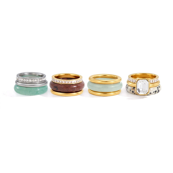Women's Geometric Stainless Steel Ring With Vacuum Pvd Gold Plating Hypoallergenic Durable Fashion Jewelry For Wholesale