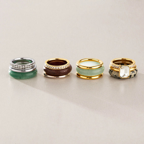 Women's Geometric Stainless Steel Ring With Vacuum Pvd Gold Plating Hypoallergenic Durable Fashion Jewelry For Wholesale