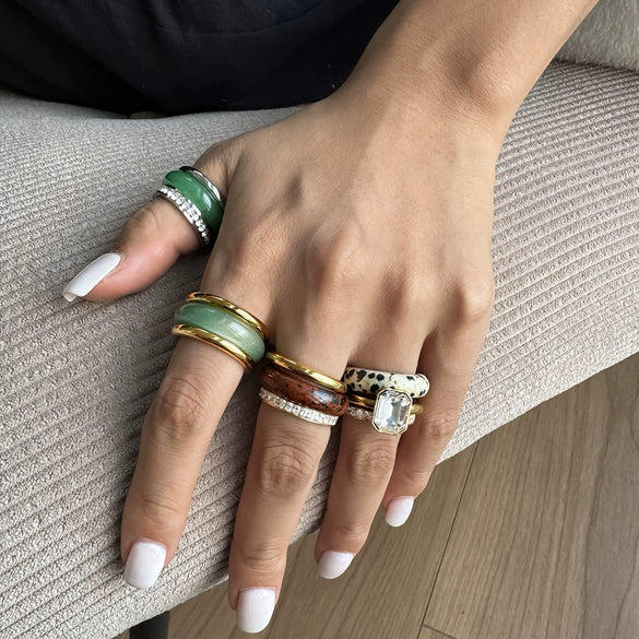 Women's Geometric Stainless Steel Ring With Vacuum Pvd Gold Plating Hypoallergenic Durable Fashion Jewelry For Wholesale