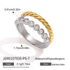 Women's Geometric Stainless Steel Ring With Vacuum Pvd Gold Plating Hypoallergenic Stackable Jewelry