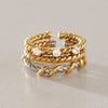Women's Geometric Stainless Steel Ring With Vacuum Pvd Gold Plating Hypoallergenic Stackable Jewelry
