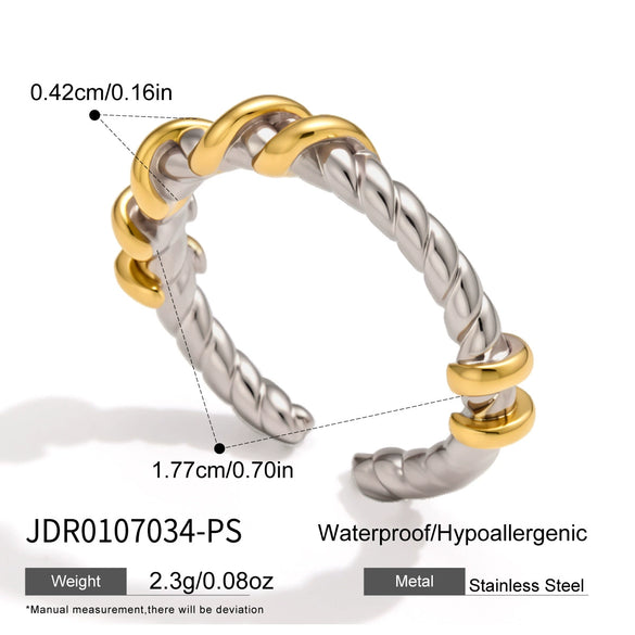 Women's Geometric Stainless Steel Ring With Vacuum Pvd Gold Plating Hypoallergenic Stackable Jewelry