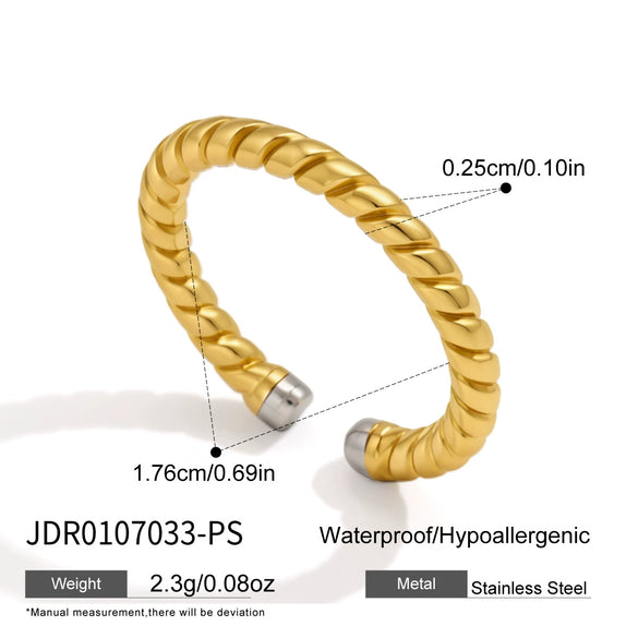 Women's Geometric Stainless Steel Ring With Vacuum Pvd Gold Plating Hypoallergenic Stackable Jewelry