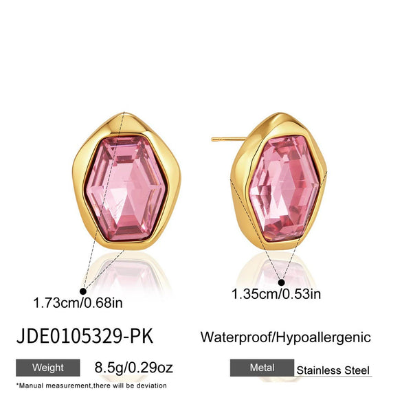 Women's Geometric Stainless Steel Stud Earrings With Titanium Steel Posts And Pvd Vacuum Gold Plating Elegant Sparkling Jewelry