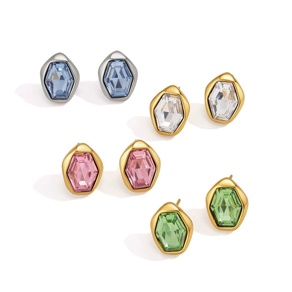Women's Geometric Stainless Steel Stud Earrings With Titanium Steel Posts And Pvd Vacuum Gold Plating Elegant Sparkling Jewelry