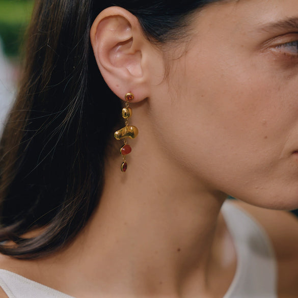 Women's Geometric Stainless Steel Tassel Earrings With Titanium Steel Posts And Vacuum Gold Plating