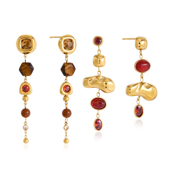 Women's Geometric Stainless Steel Tassel Earrings With Titanium Steel Posts And Vacuum Gold Plating