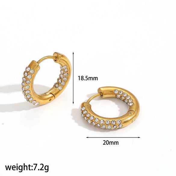 Women's Geometric Stainless Steel Zircon Earrings Light Luxury Style Electroplated
