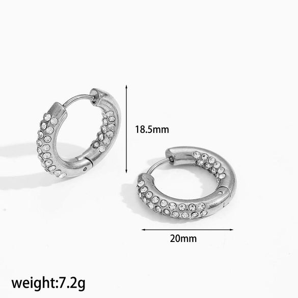Women's Geometric Stainless Steel Zircon Earrings Light Luxury Style Electroplated