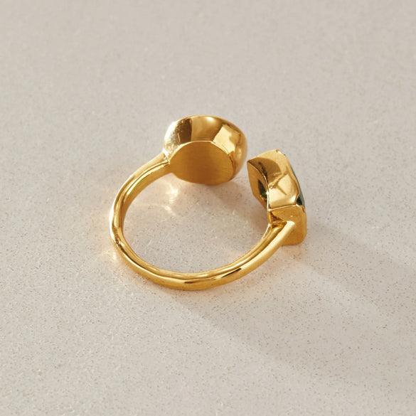 Women's Geometric Stainless Steel Zircon Ring With Pvd Vacuum Gold Plating Fashion Jewelry