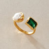 Women's Geometric Stainless Steel Zircon Ring With Pvd Vacuum Gold Plating Fashion Jewelry