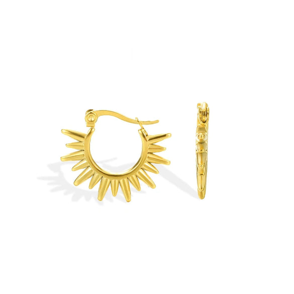 Women's Geometric Starburst Sun Pendant Necklace With Gold Plated Copper Zircon Accents And Ball Chain Wholesale Jewelry