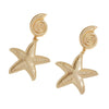 Women's Geometric Starfish And Conch Metal Earrings With Stainless Steel Ear Needles Electroplated Minimalist Statement Jewelry