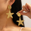 Women's Geometric Starfish And Conch Metal Earrings With Stainless Steel Ear Needles Electroplated Minimalist Statement Jewelry
