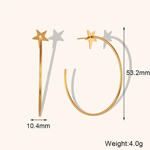 Women's Geometric Starshaped Statement Hoop Earrings In Electroplated Stainless Steel