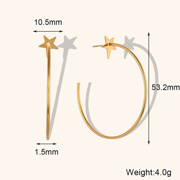 Women's Geometric Starshaped Statement Hoop Earrings In Electroplated Stainless Steel