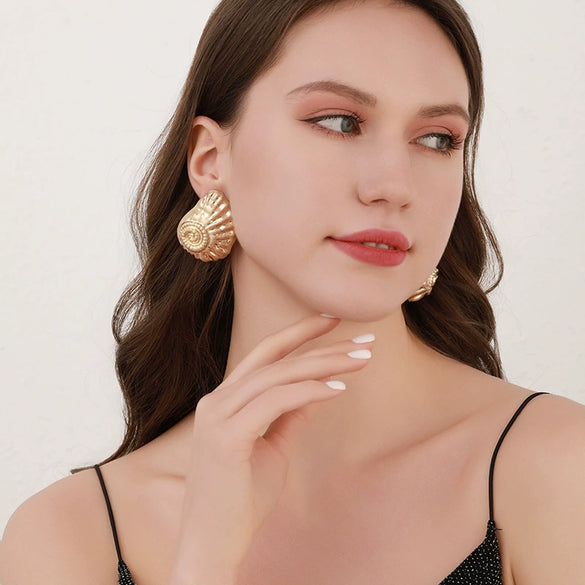 Women's Geometric Statement Earrings Exaggerated Retro Alloy Design With Electroplated Finish And Stainless Steel Ear Posts