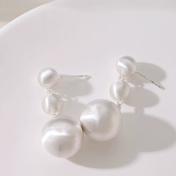 Women's Geometric Statement Earrings With Bold Oversized Metal Spheres And Copper Posts Featuring A Luxurious Sophisticated Style