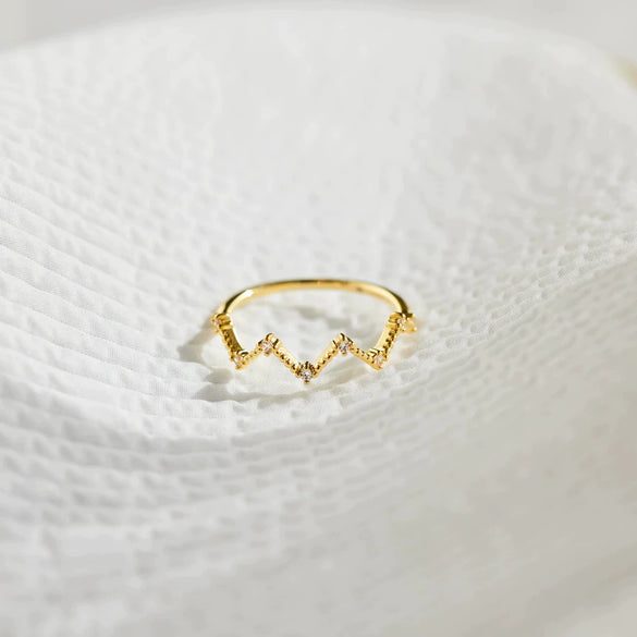 Women's Geometric Sterling Silver 925 Electroplated Diamond Ring